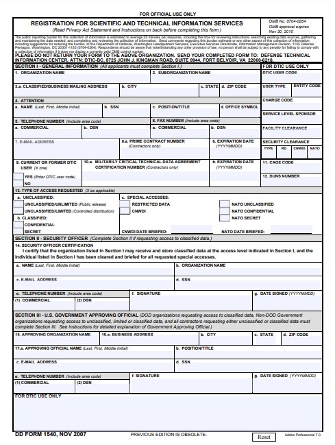 Download dd 1540 Form