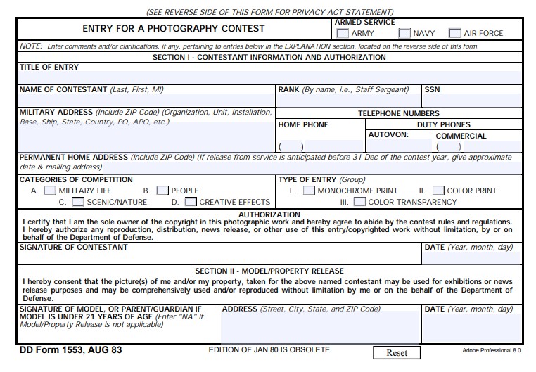 Download dd 1553 Form