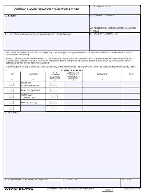 Download dd 1593 Form