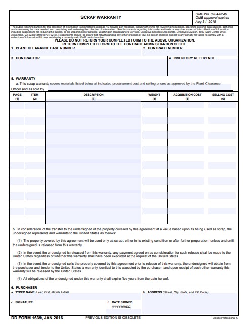 Download dd 1639 Form