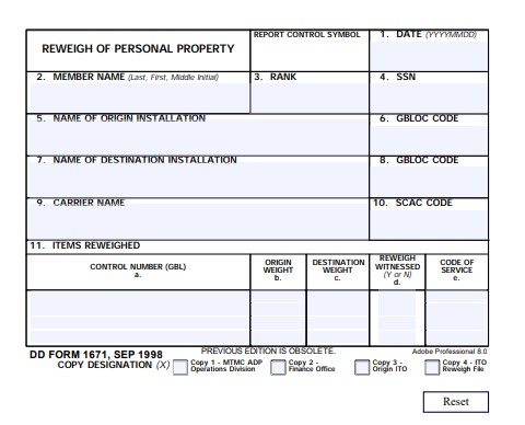 Download dd 1671 Form