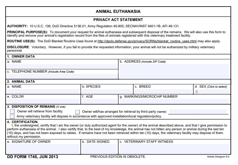 Download dd 1745 Form