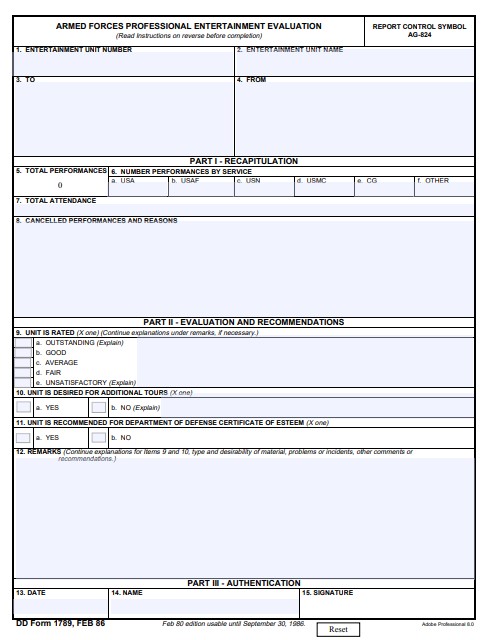 Download dd 1789 Form