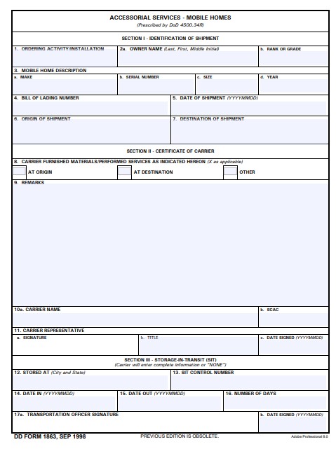 Download dd 1863 Form