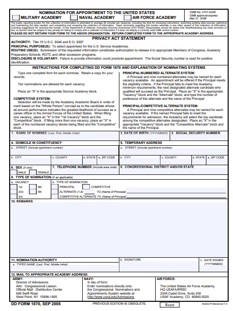 Download dd 1870 Form