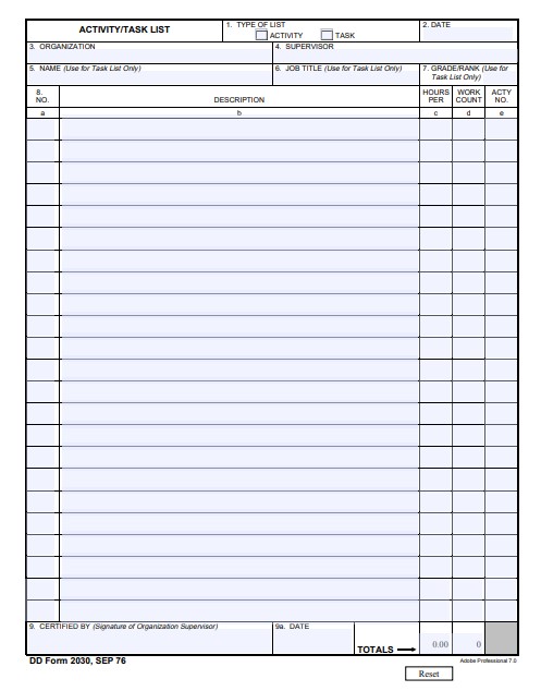 Download dd 2030 Form