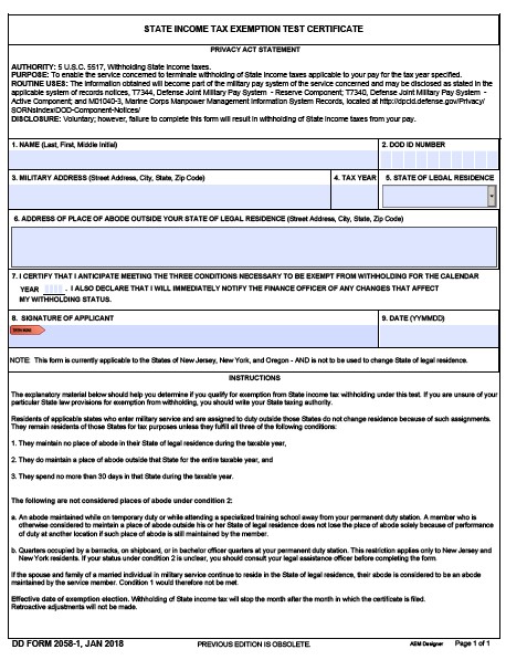 Download dd 2058-1 Form