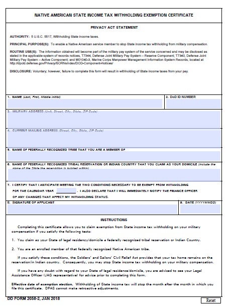 Download dd 2058-2 Form