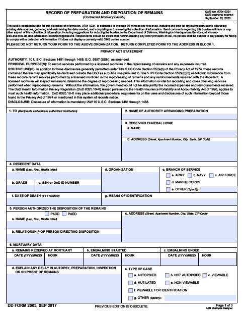 Download dd 2063 Form