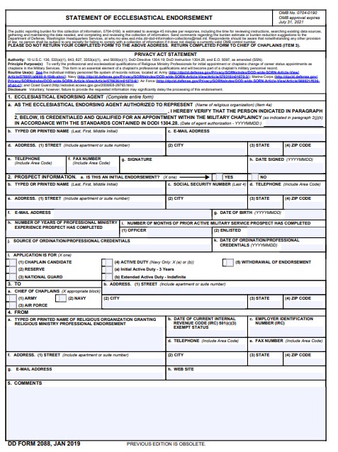 Download dd 2088 Form