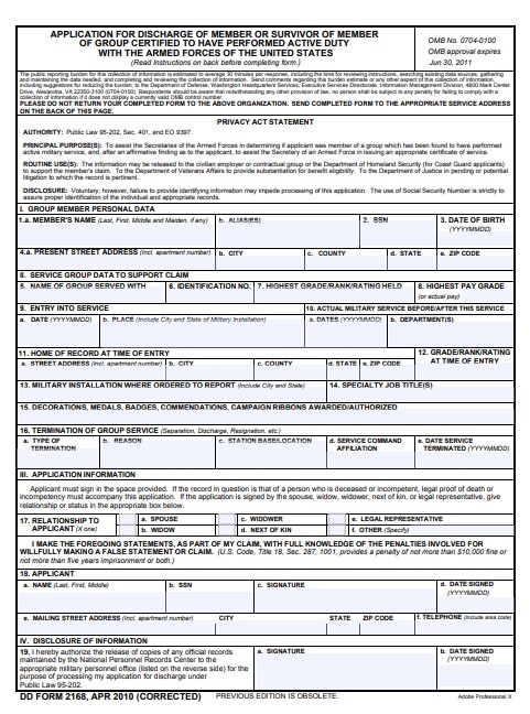 Download dd 2168 Form