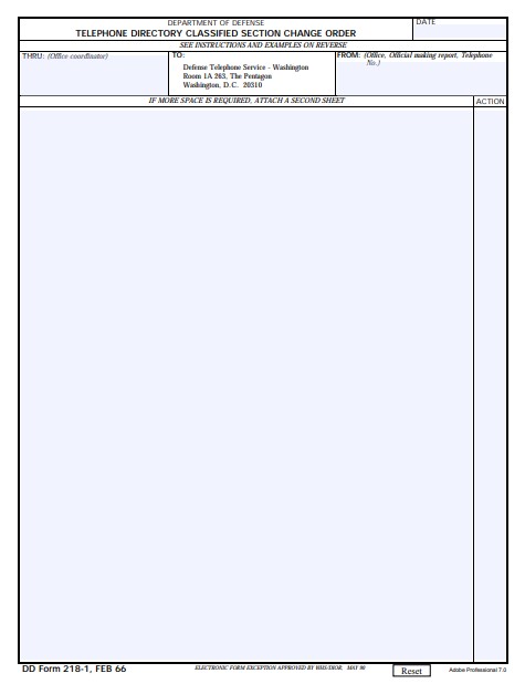 Download dd 218-1 Form