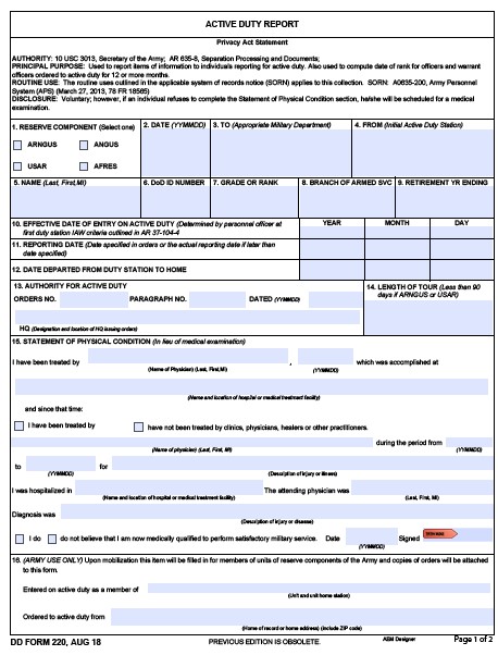 Download dd 220 Form