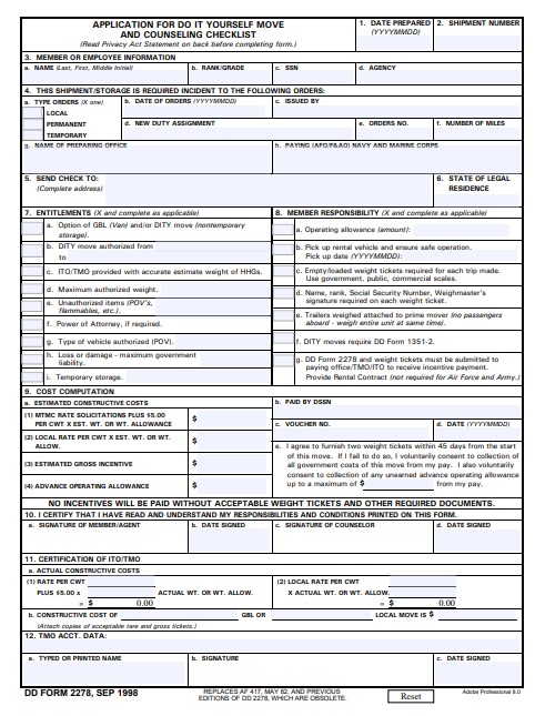 Download dd 2278 Form