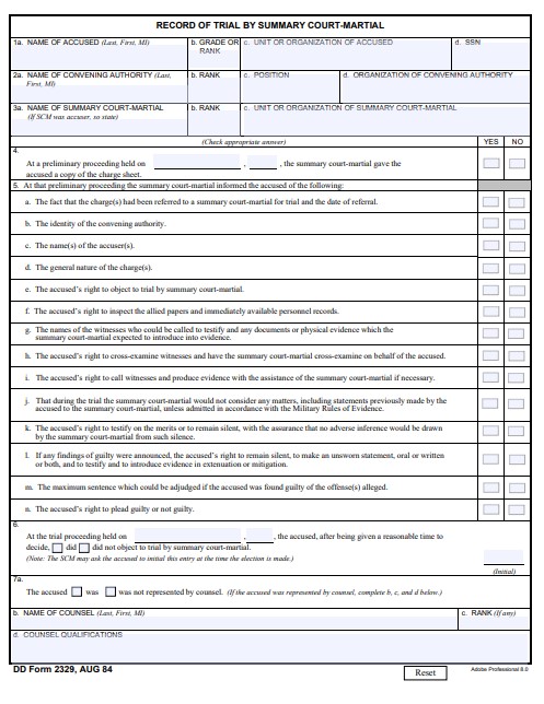 Download dd 2329 Form