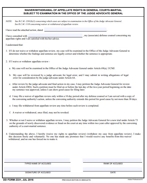 Download dd 2331 Form