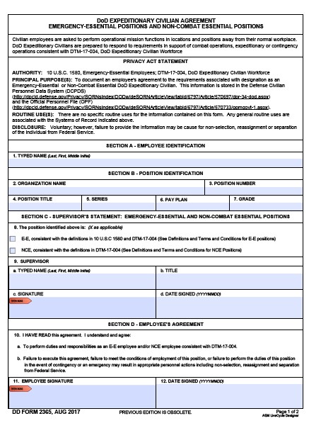 Download dd 2365-1 Form