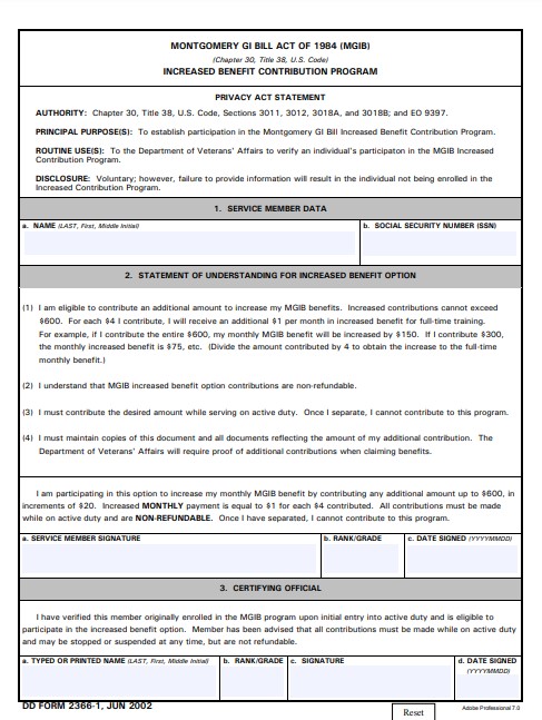 Download dd 2366-1 Form