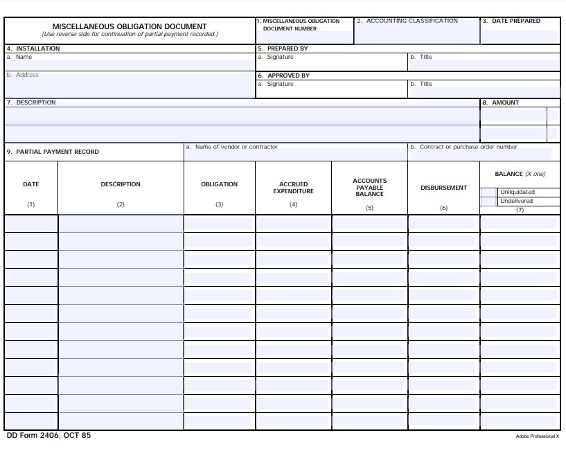 Download Dd 2406 Fillable Form