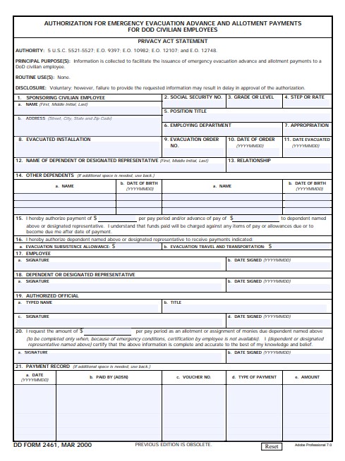 Download dd 2461 Form