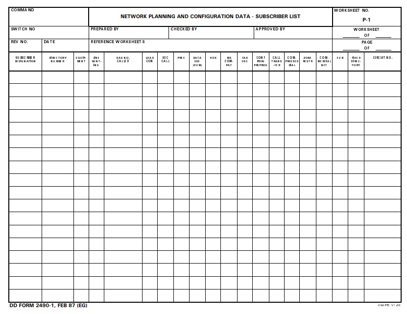 Download dd 2490-1 Form