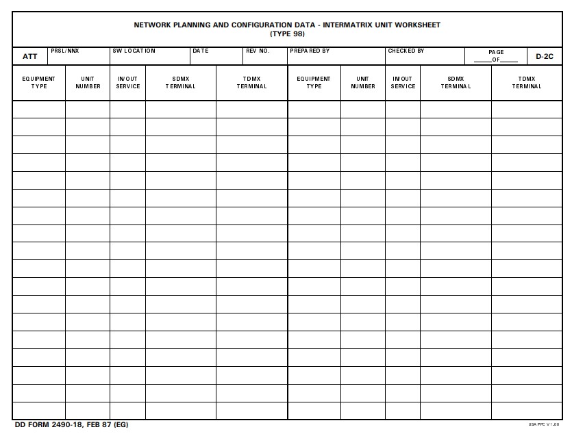 Download dd 2490-18 Form