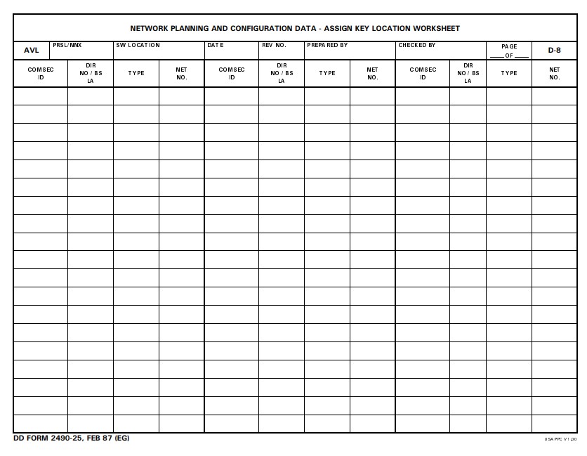 Download dd 2490-25 Form