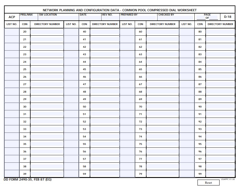 Download dd 2490-35 Form