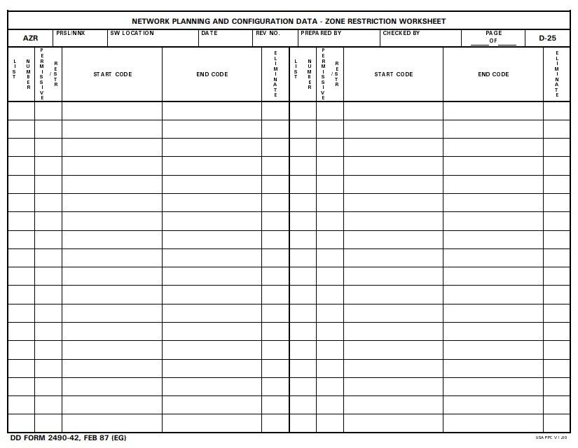 Download dd 2490-42 Form