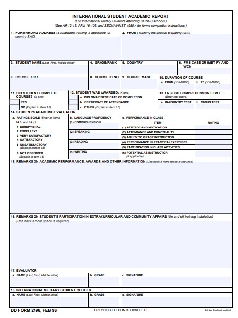 Download dd 2496 Form