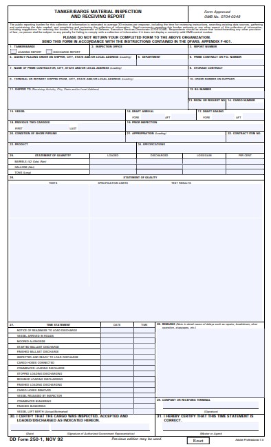 Download dd 250-1 Form