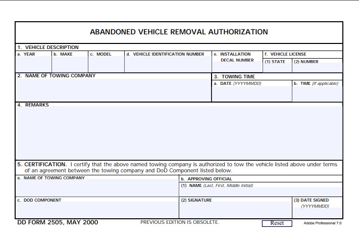 Download dd 2505 Form