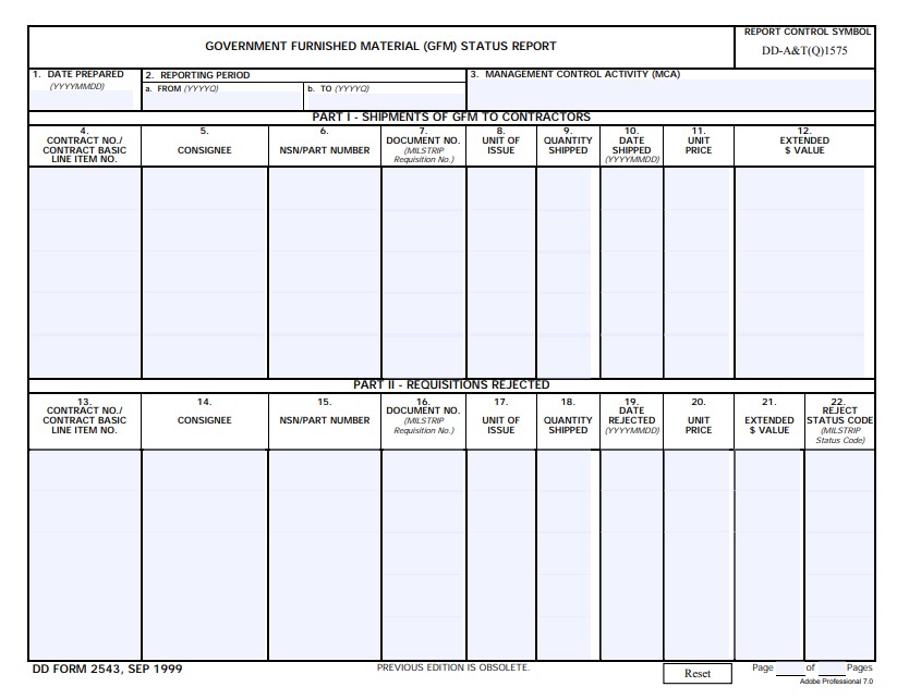 Download dd 2543 Form