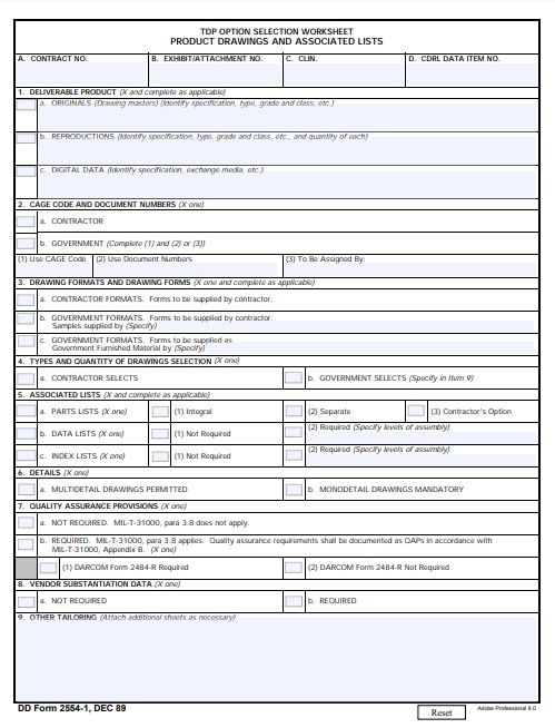 Download dd 2554-1 Form