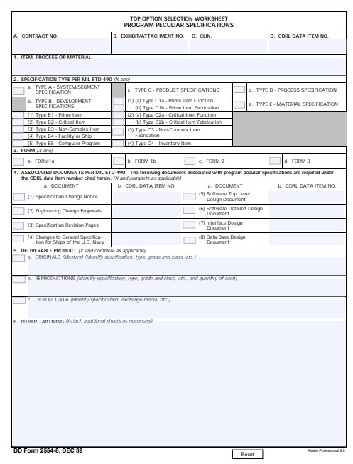 Download dd 2554-8 Form