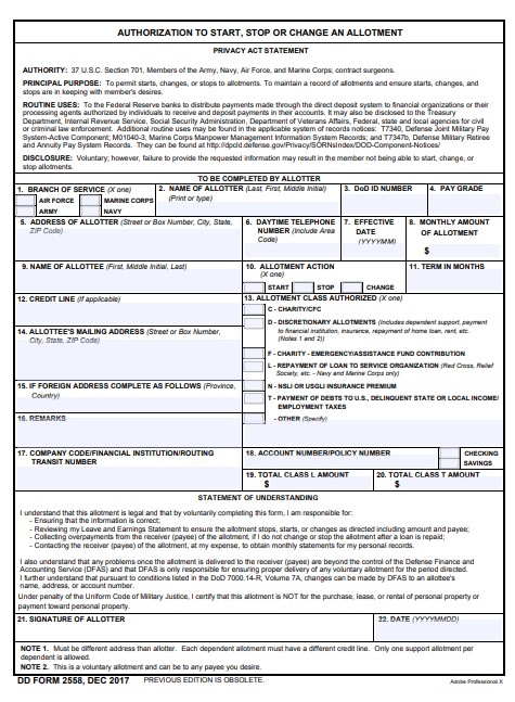 Download dd 2558 Form