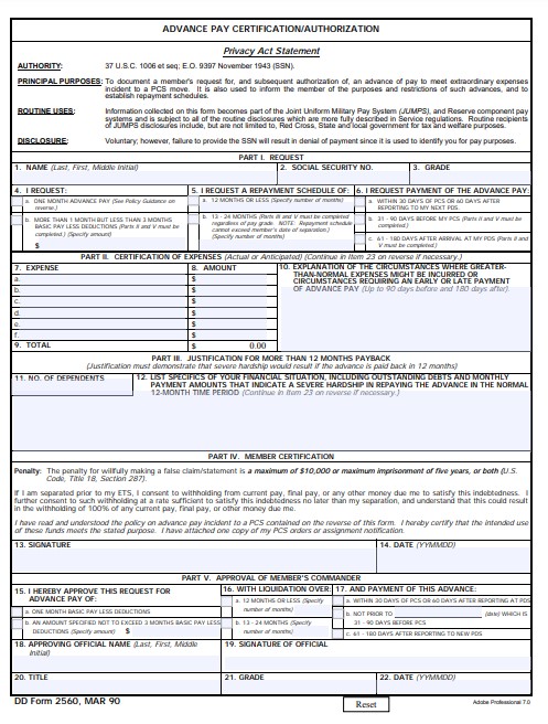 Download dd 2560 Form