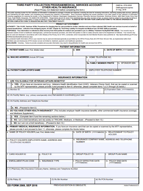 Download dd 2569 Form