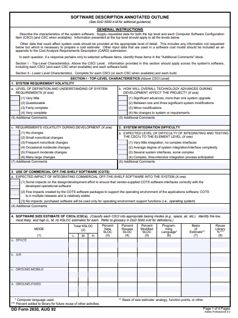 Download dd 2630 Form