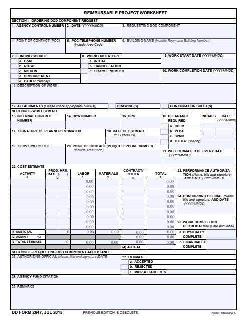 Download dd 2647 Form