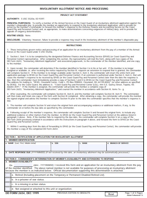 Download dd 2654 Form