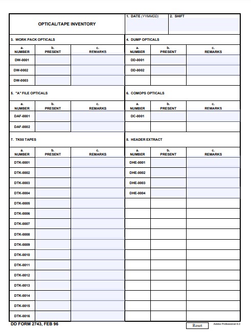 Download dd 2743 Form