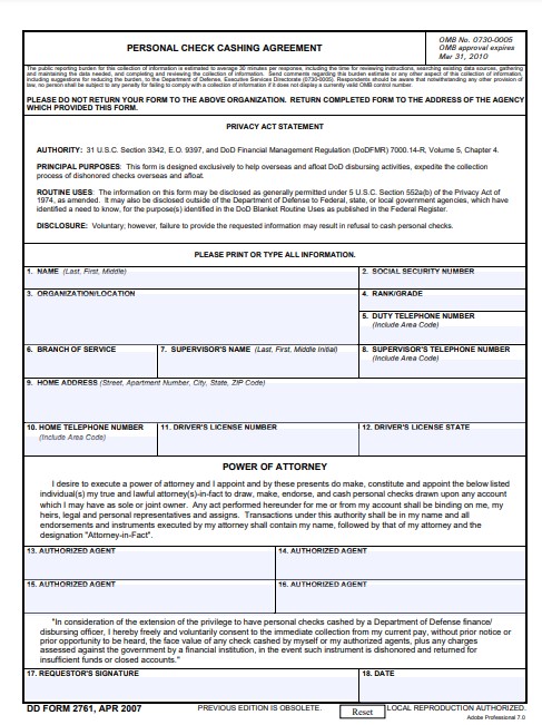 Download dd 2761 Form