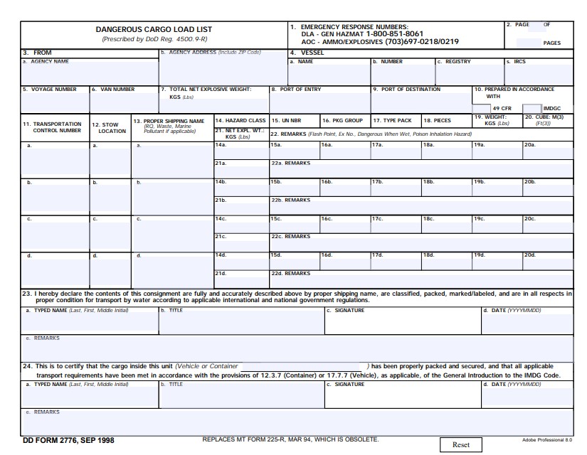 Download Dangerous Goods (Hazmat) Forms