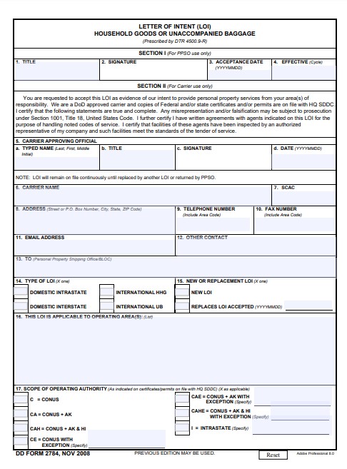 Download dd 2784 Form