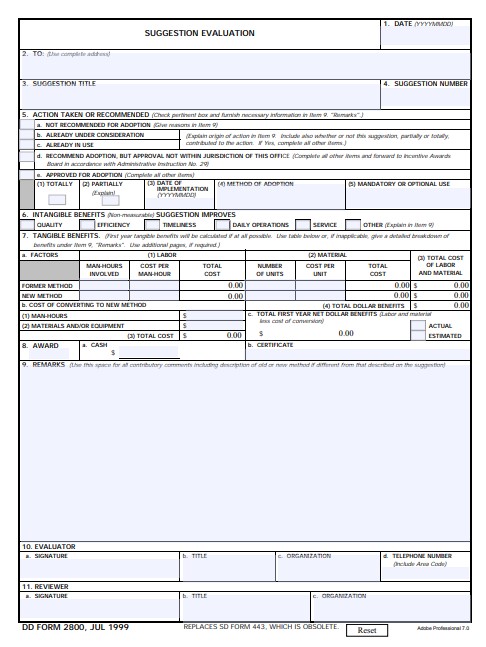 Download dd 2800 Form