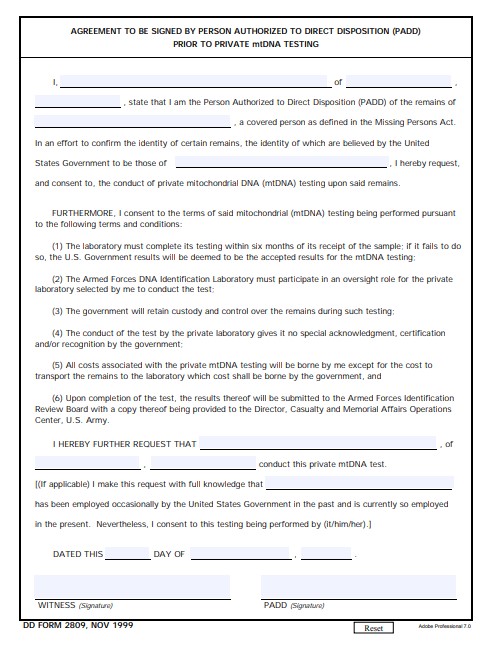 Download dd 2809 Form