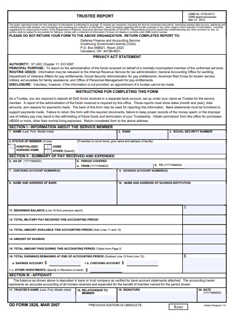 Download dd 2826 Form