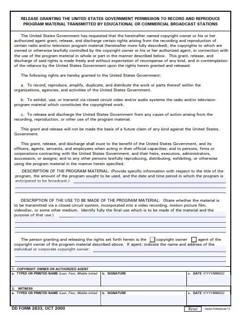 Download dd 2833 Form