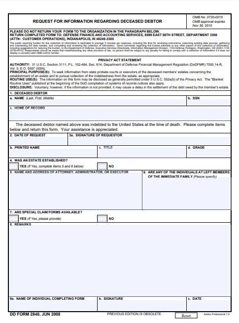 Download dd 2840 Form